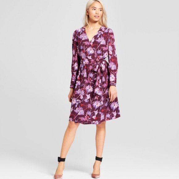 Who What Wear Floral Wrap Dress - Picture 1 of 8